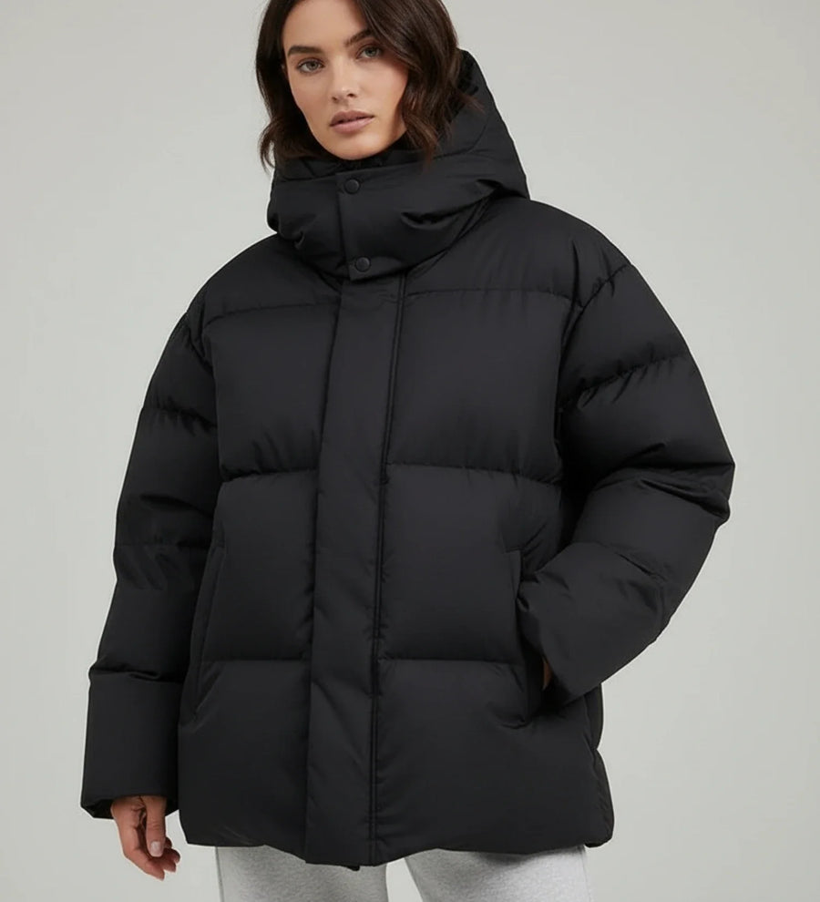 Luvrefashion | Insulated Winter Coat in Black - front view