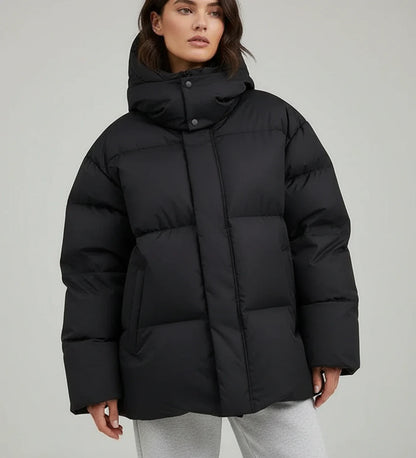 Luvrefashion | Insulated Winter Coat in Black - back view