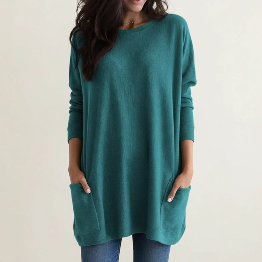 Luvrefashion | Cozy Oversized Pocket Sweater Dress in Pink - image 6