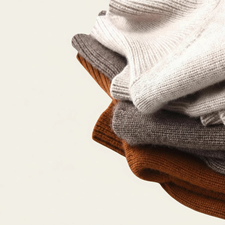 Luvrefashion | Winter Knit Turtleneck Sweater for in Khaki - side view