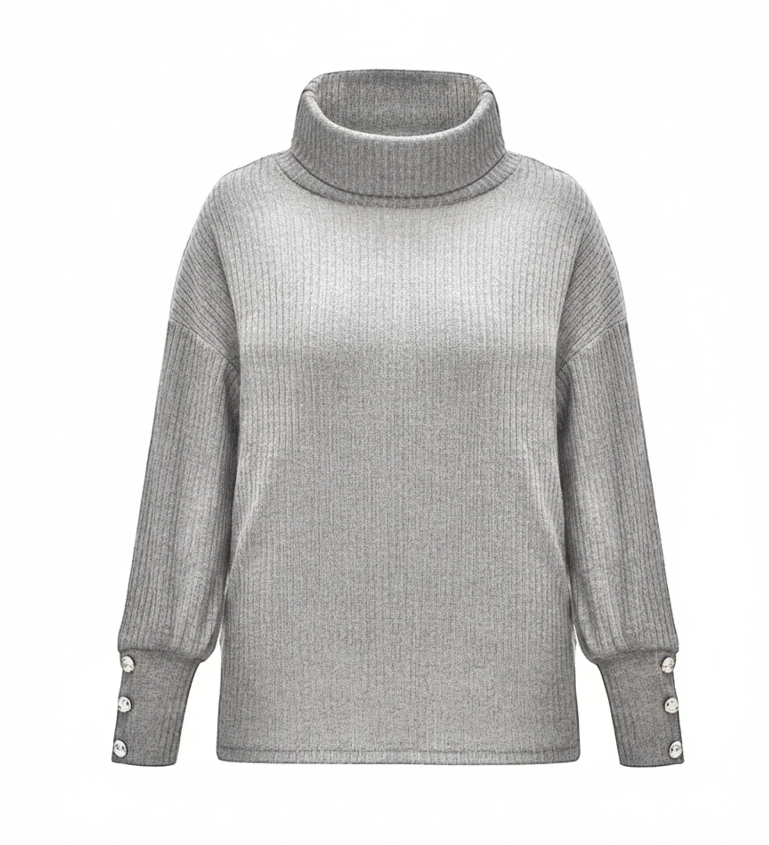 Loose Fit Cowl Neck Sweater in White - detail view