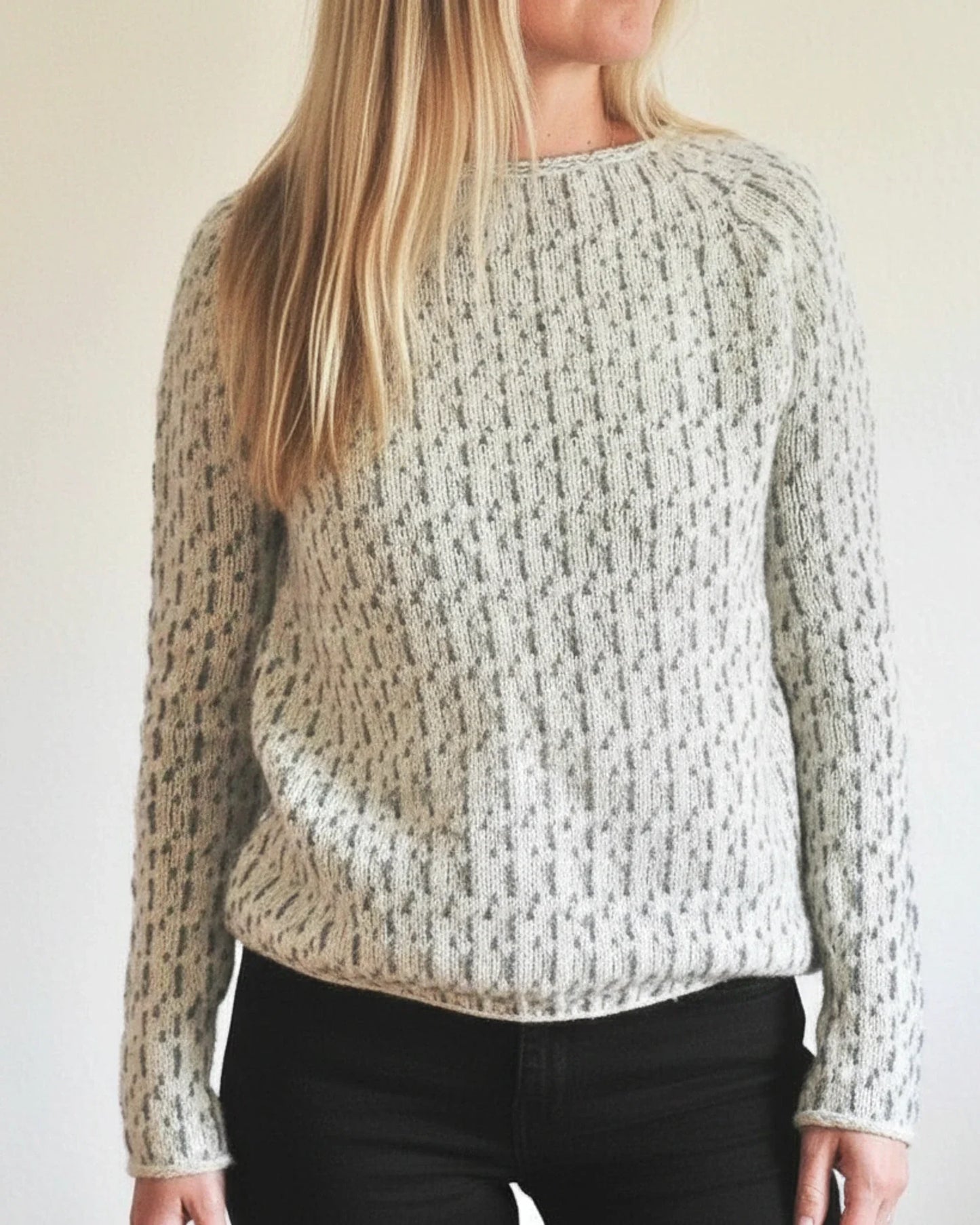 Luvrefashion | Ladies' Comfortable Boat Neck Knitted Sweater in Gray - front view