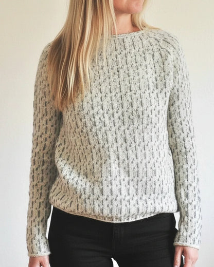 Luvrefashion | Ladies' Comfortable Boat Neck Knitted Sweater in Gray - front view