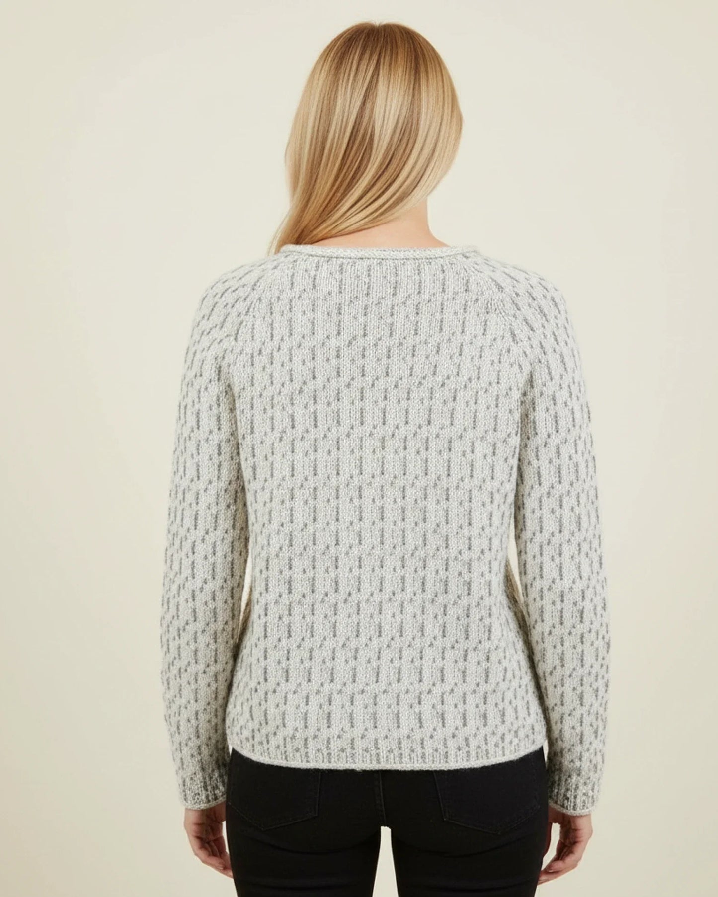 Luvrefashion | Ladies' Comfortable Boat Neck Knitted Sweater in Gray - back view