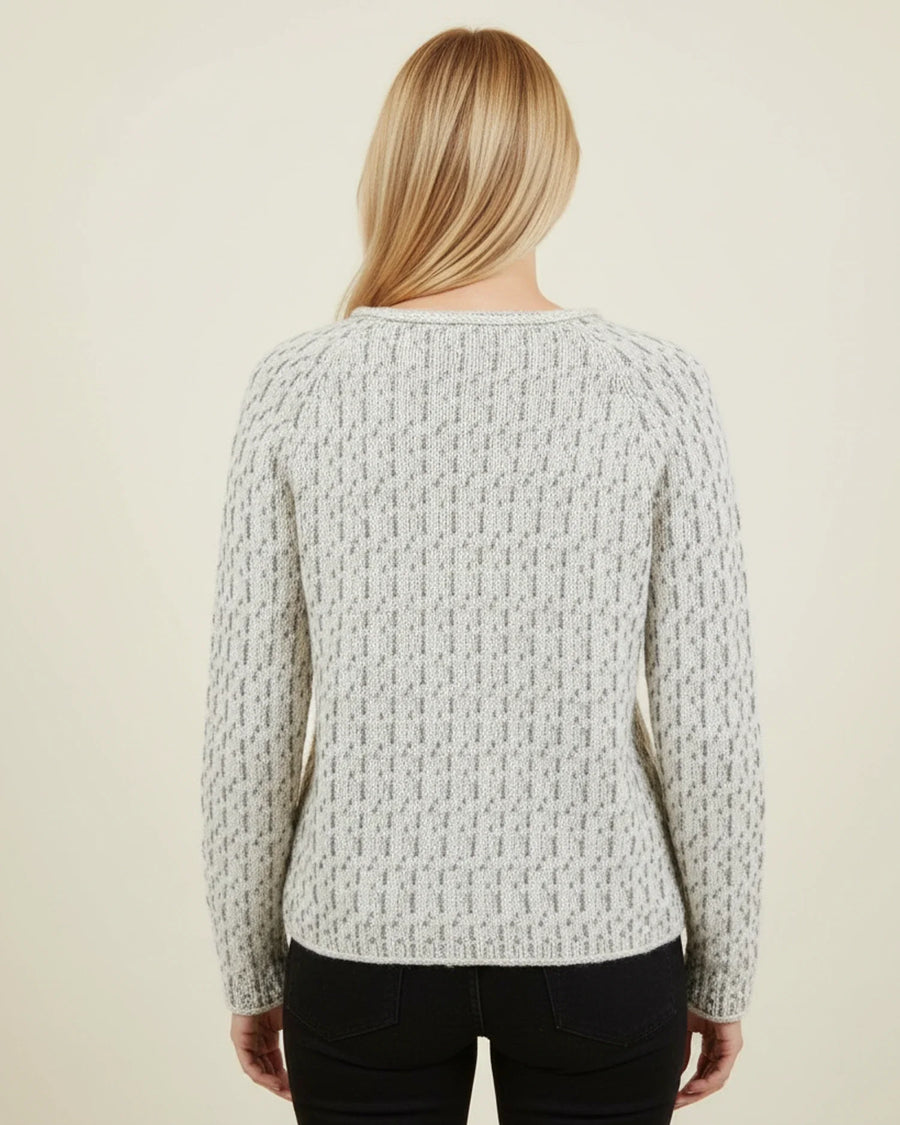 Luvrefashion | Ladies' Comfortable Boat Neck Knitted Sweater in Gray - back view