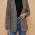 Plaid Blazer for Women - Casual Style - Coffee