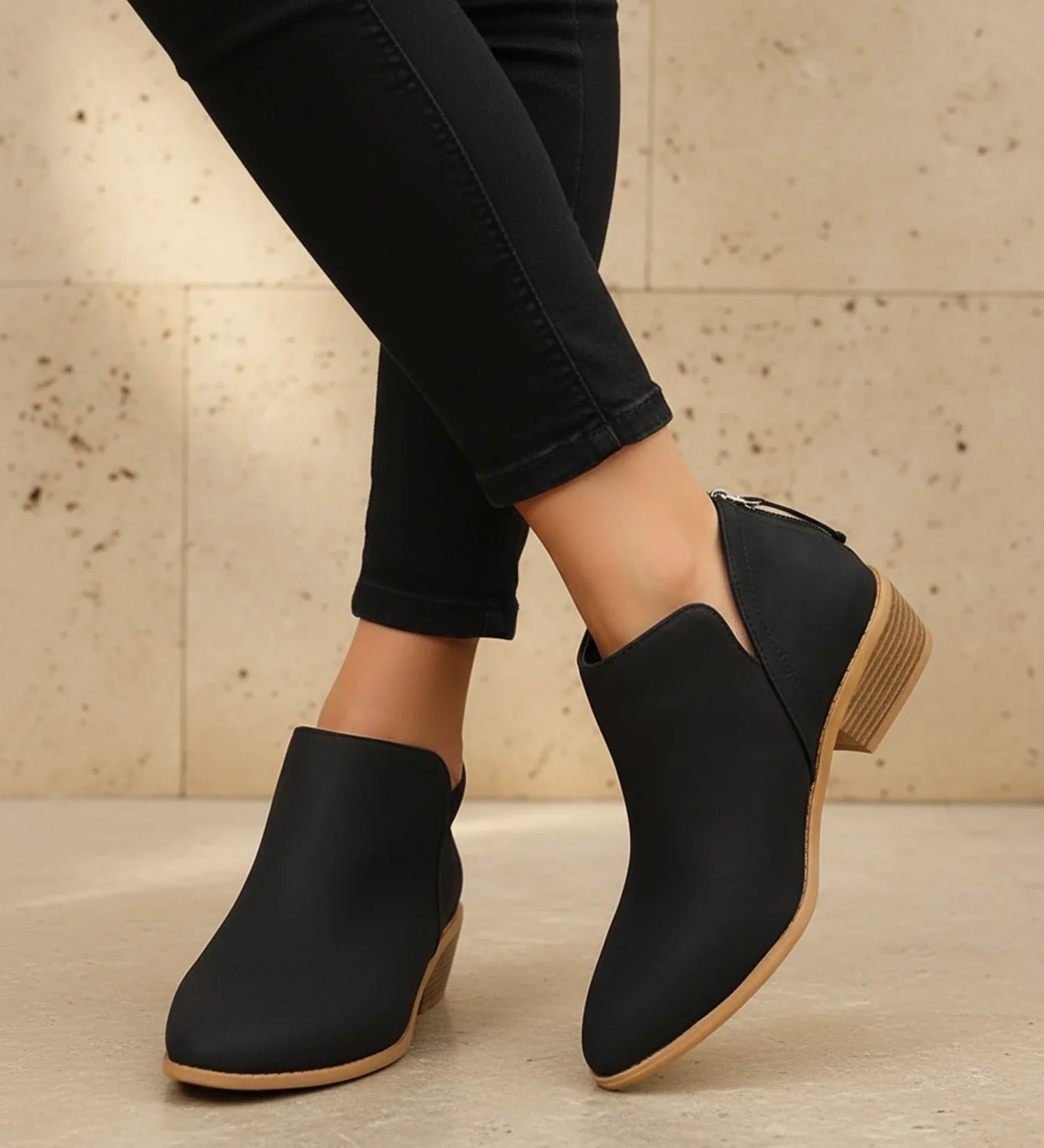 Luvrefashion | Pointed Toe Ankle Boots for in Green - detail view