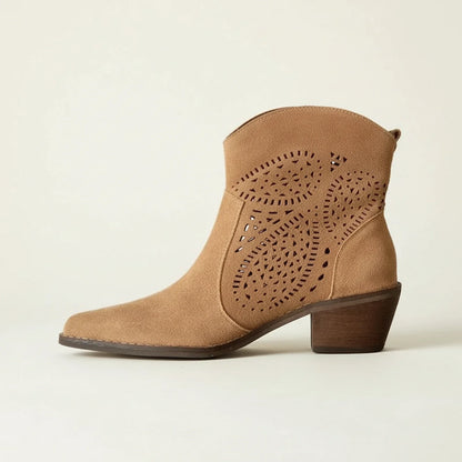Ladies' Pointed Toe Booties in Brown - detail view