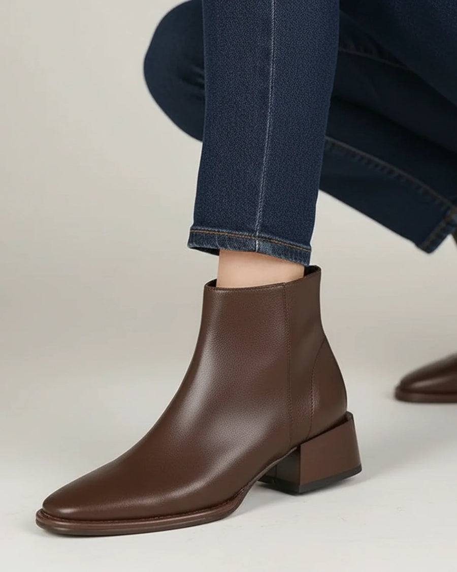 Luvrefashion | Ladies' Ankle Boots with Pointed Toe Design in Brown - front view