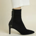 Suede-Inspired Ankle Boots for Women - Black