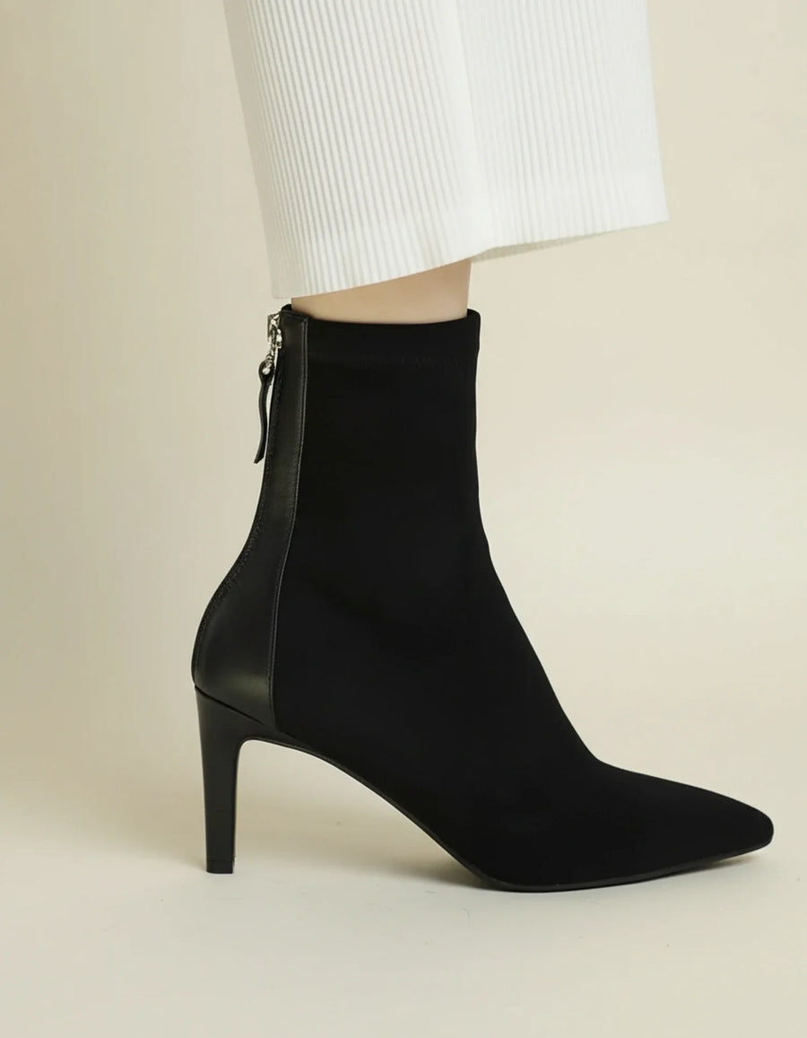 Luvrefashion | Suede Inspired Ankle Boots for in Beige - back view