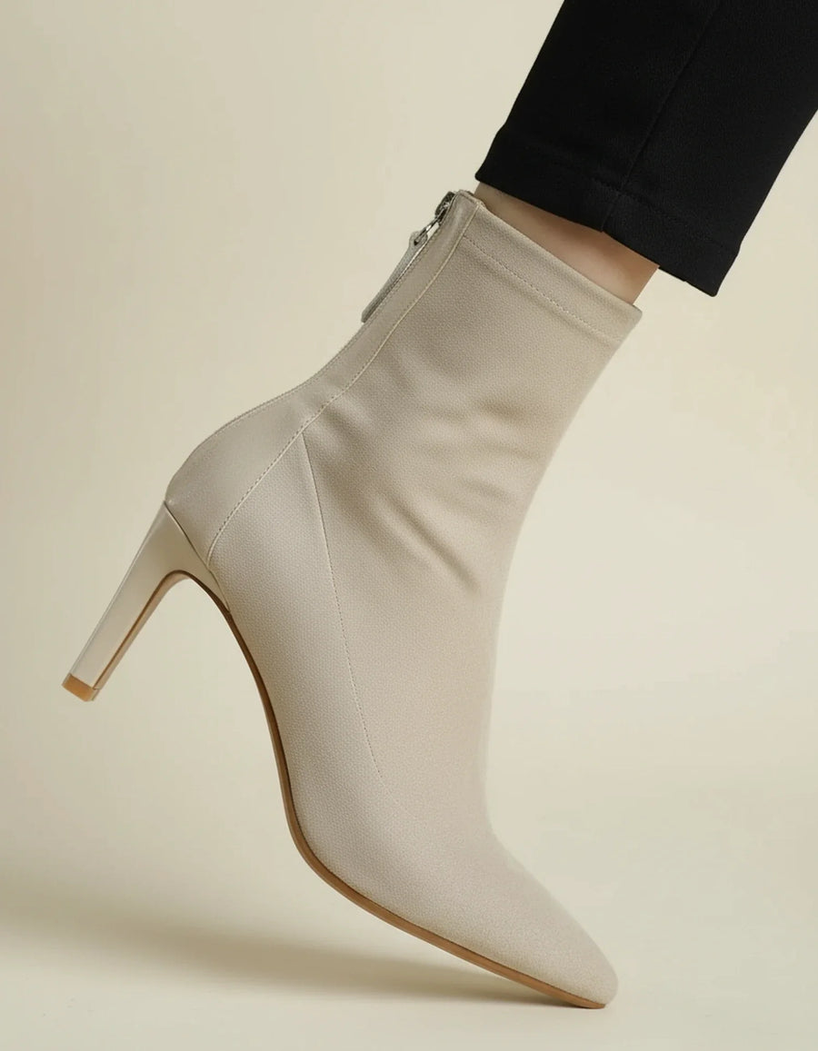 Luvrefashion | Suede Inspired Ankle Boots for in Beige - side view