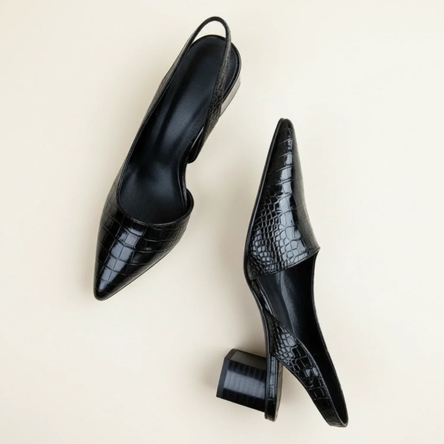 Chic Slingback Heels for in Black - side view