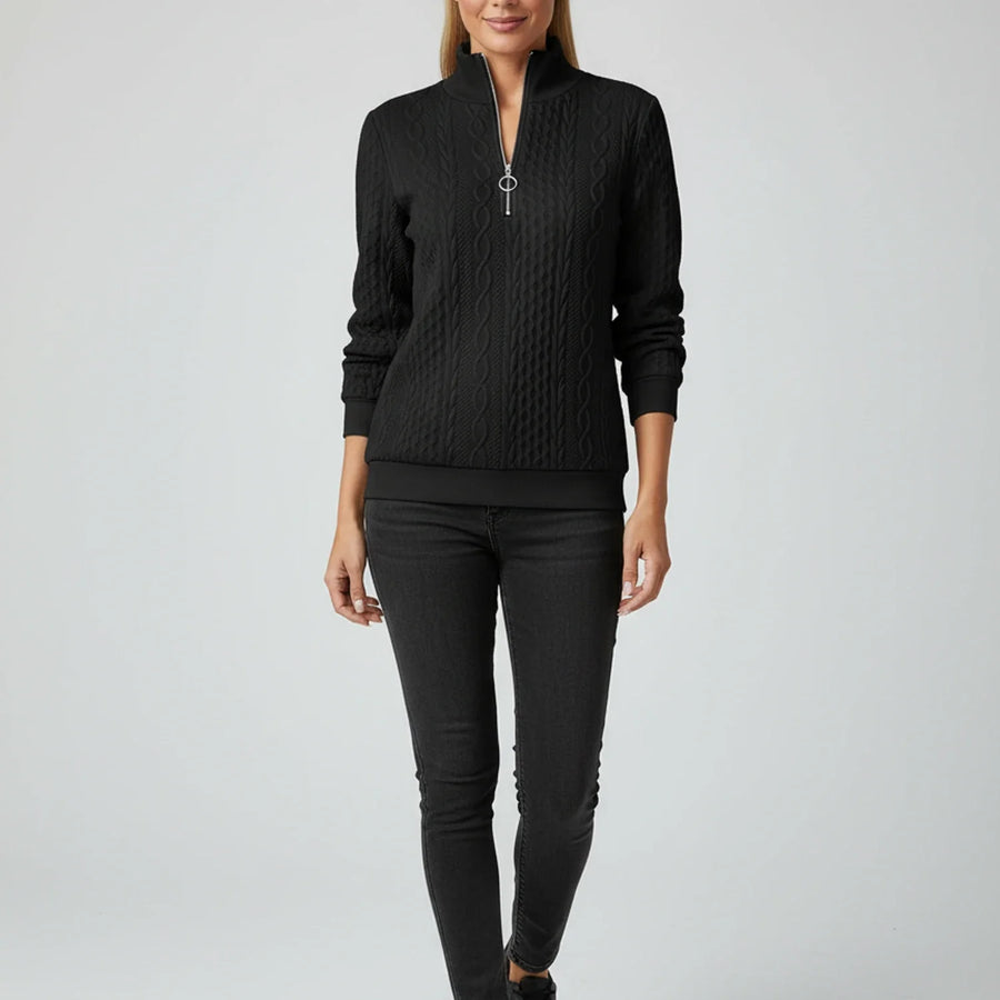Luvrefashion | Ladies' Quarter Zip Pullover Sweater in White - image 9