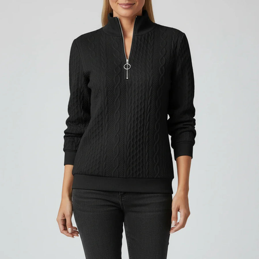 Luvrefashion | Ladies' Quarter Zip Pullover Sweater in White - image 8