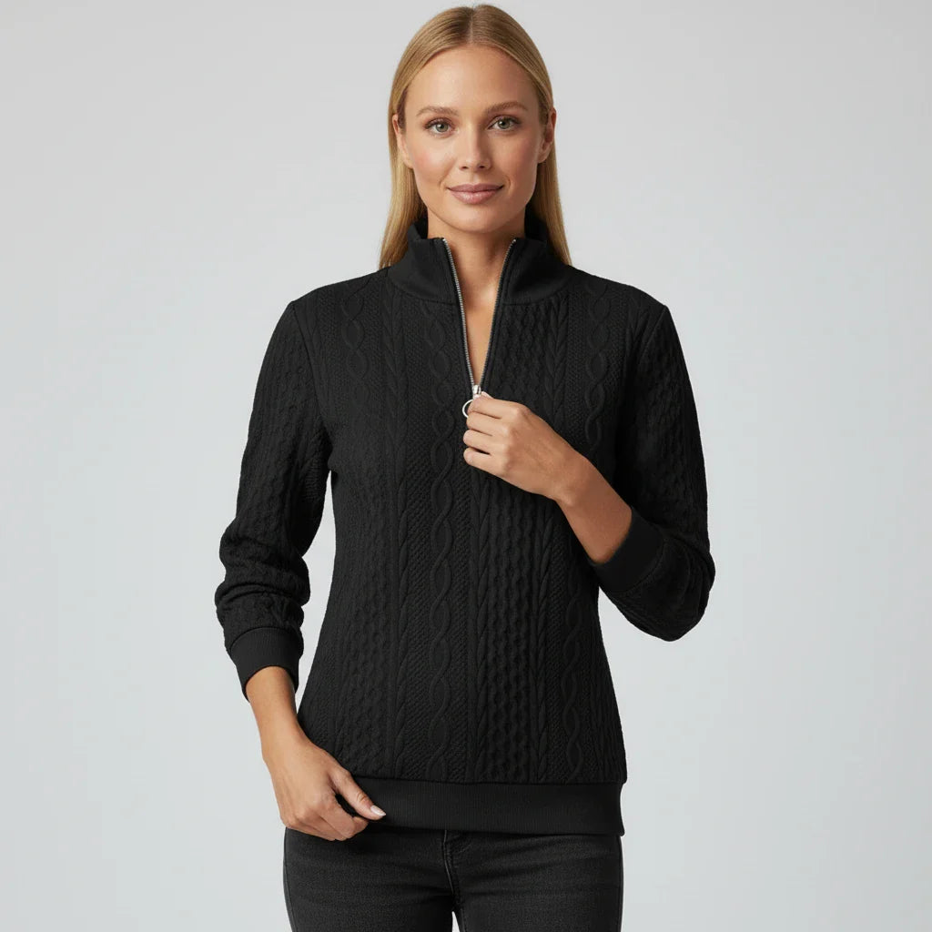 Luvrefashion | Ladies' Quarter Zip Pullover Sweater in White - image 7