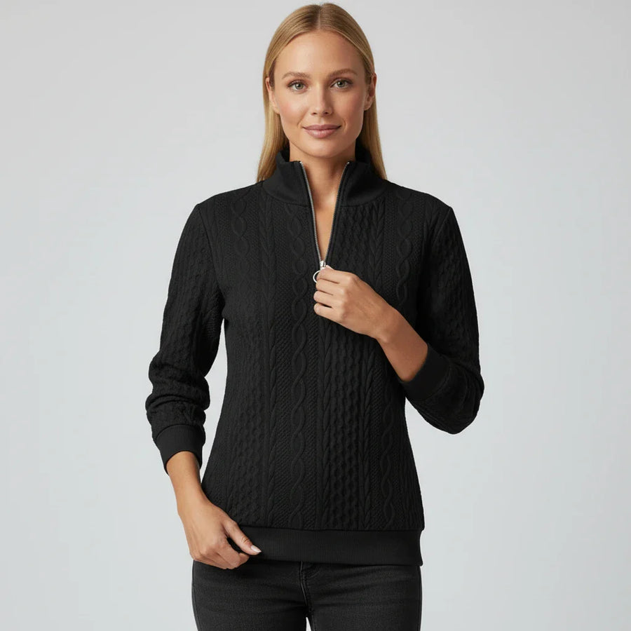 Luvrefashion | Ladies' Quarter Zip Pullover Sweater in White - image 7