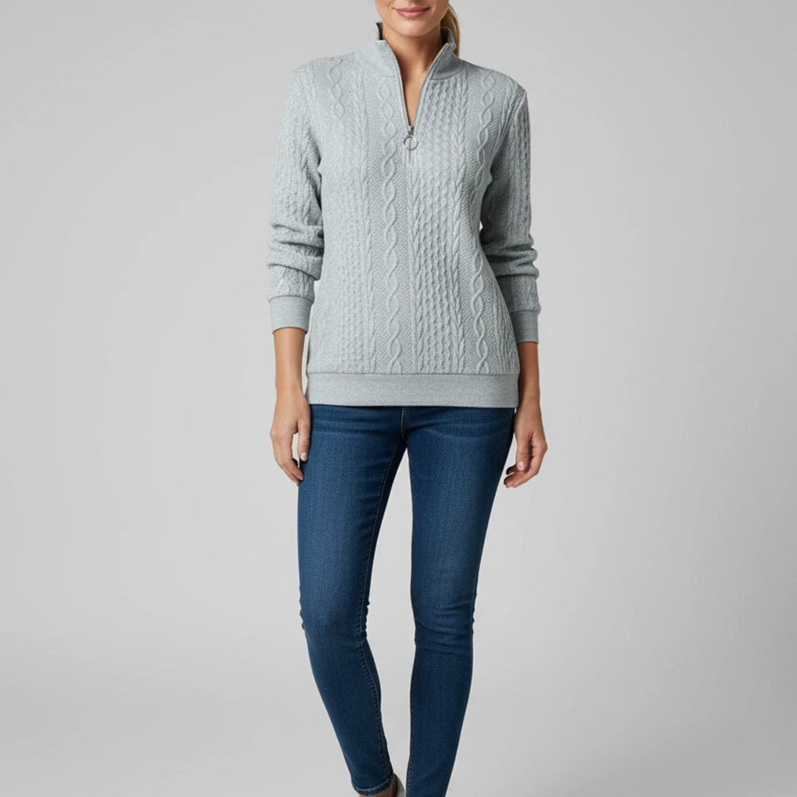 Luvrefashion | Ladies' Quarter Zip Pullover Sweater in White - image 6