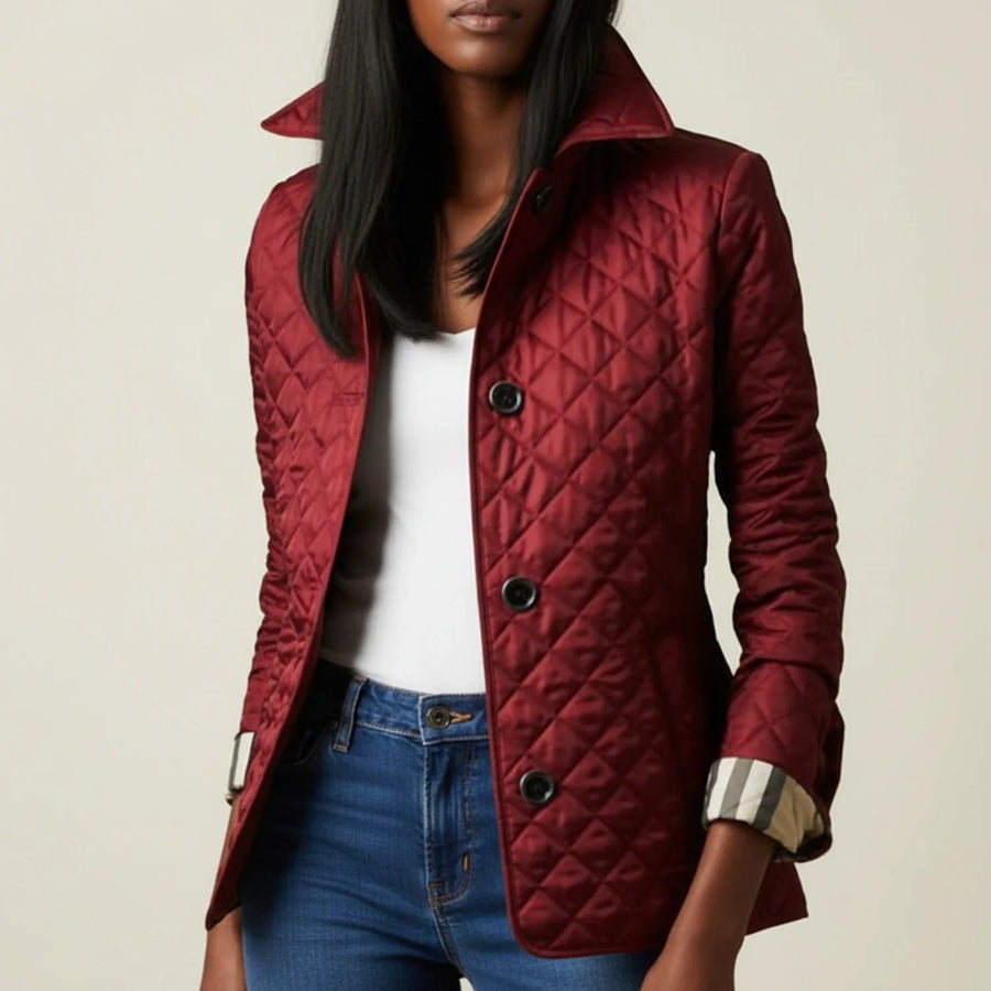 Luvrefashion | Quilted Jacket with Collar for in Khaki - side view