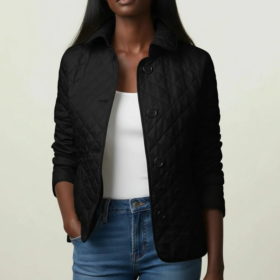 Luvrefashion | Quilted Jacket with Collar for in Khaki - detail view
