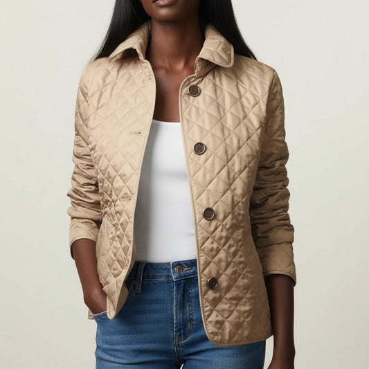 Quilted Jacket with Collar for in Khaki - front view