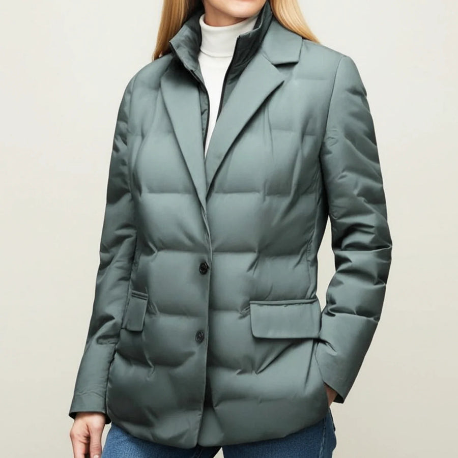 Luvrefashion | Quilted Winter Blazer Jacket in Black - back view