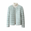 Collarless Quilted Puffer Jacket for Women
