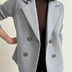 Women's Knit Sleeve Double Breasted Blazer Jacket - Gray