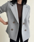 Women's Knit Sleeve Double Breasted Blazer Jacket