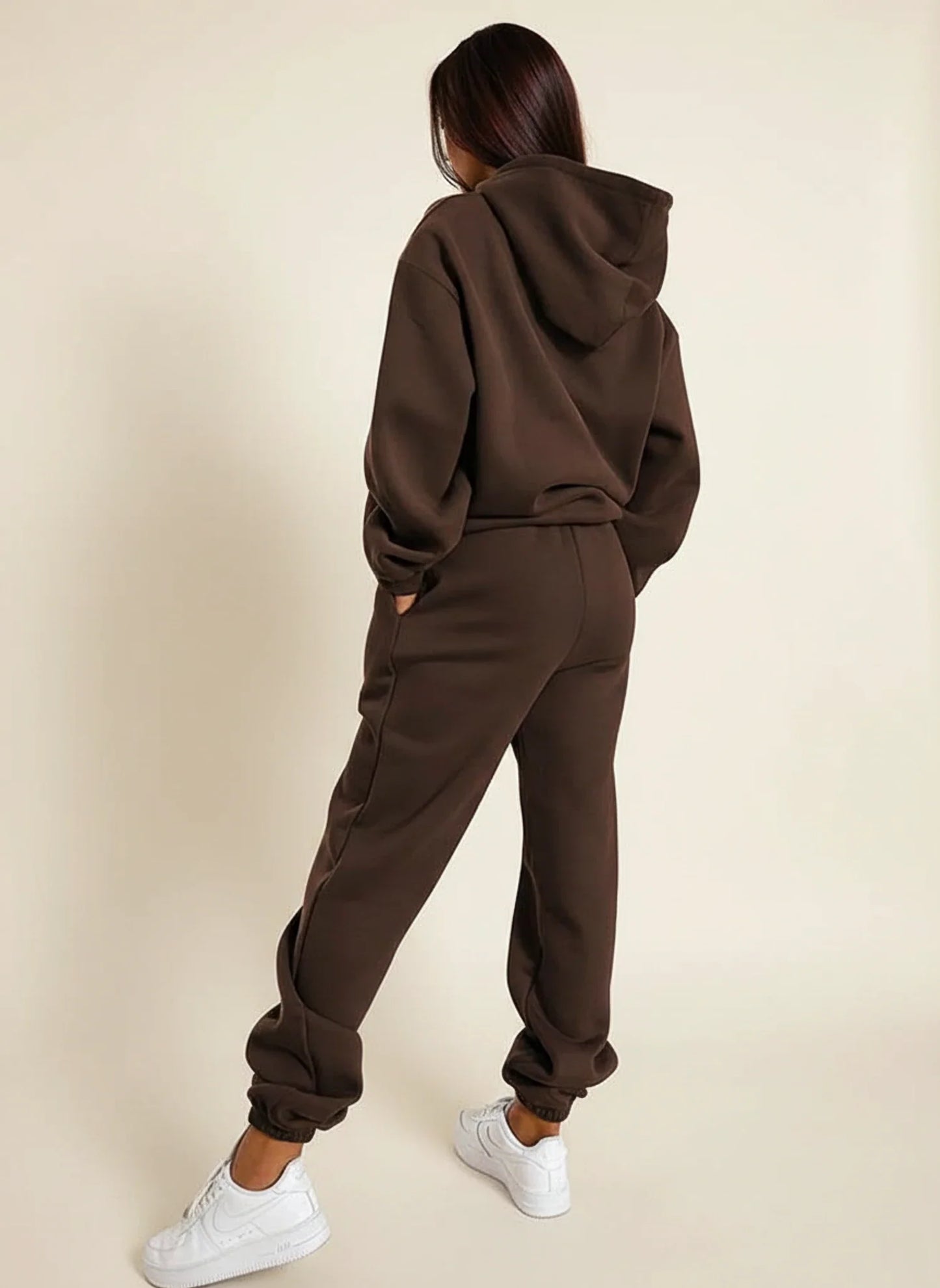 Ladies' Hoodie and Jogger Ensemble in Black - side view
