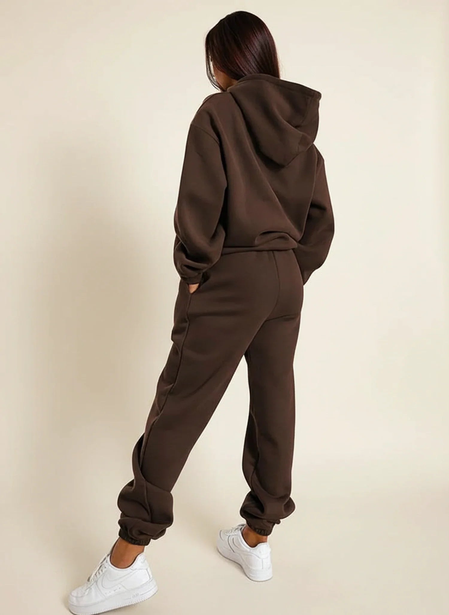 Luvrefashion | Ladies' Hoodie and Jogger Ensemble in Black - side view