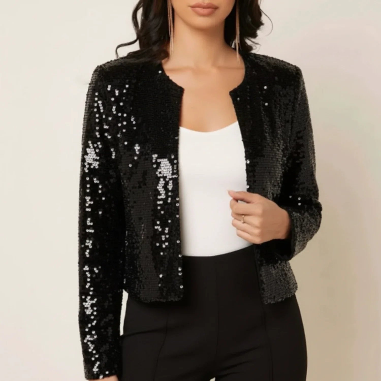 Luvrefashion | Sequin Embellished Evening Jacket for in Gold - back view