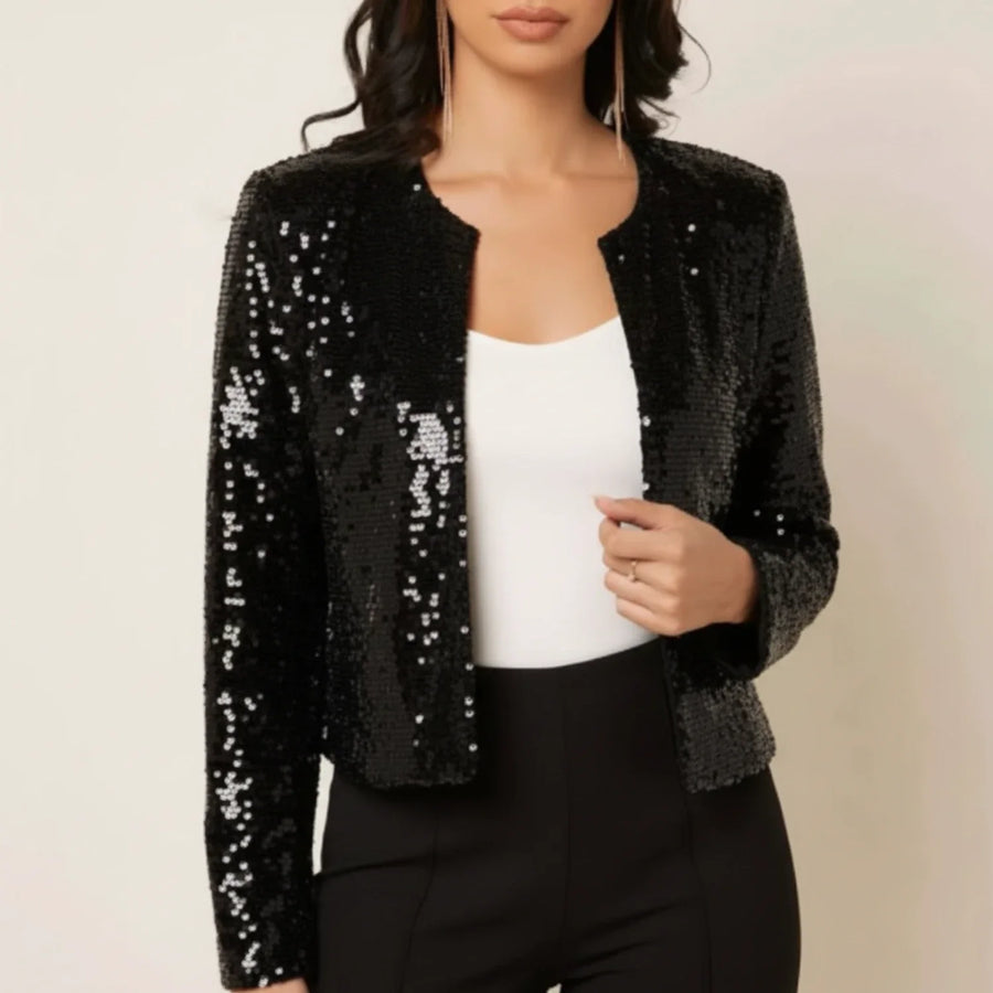 Luvrefashion | Sequin Embellished Evening Jacket for in Gold - back view