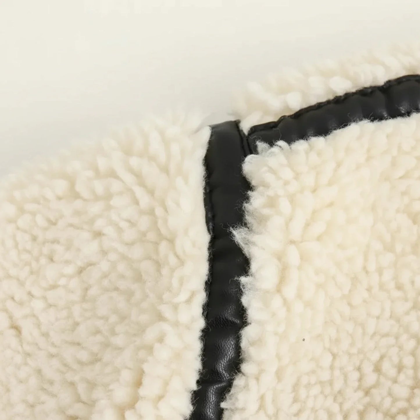 Aviator Jacket with Sherpa Lining in Ivory - detail view