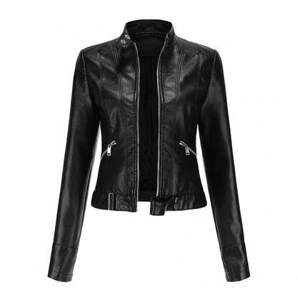 Tailored Biker Jacket in Black - front view