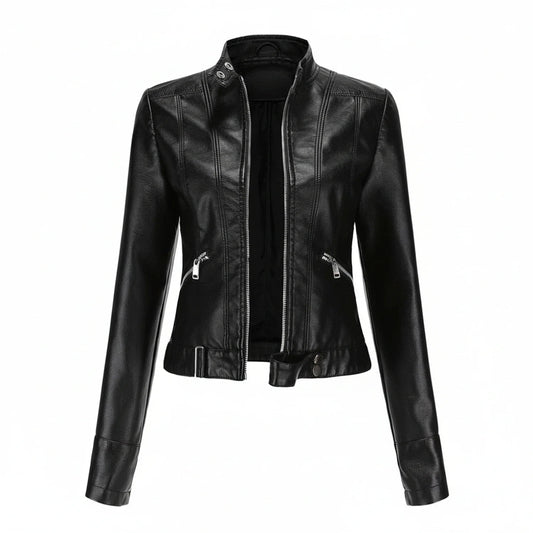 Tailored Biker Jacket in Black - front view