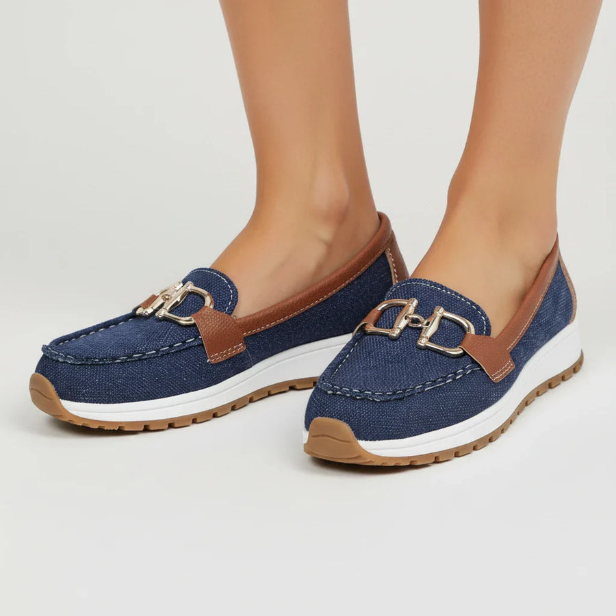 Luvrefashion | Ladies' Easy On Loafers in Blue - back view