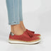 Women's Tassel Loafer Sneaker with Perforated Design - Red