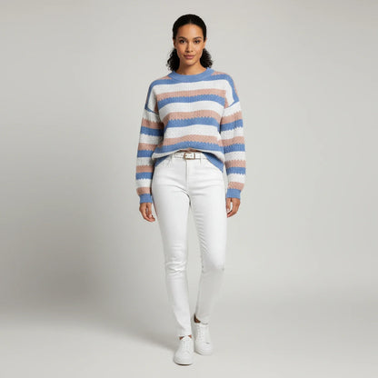 Striped Sweater for in Blue - back view