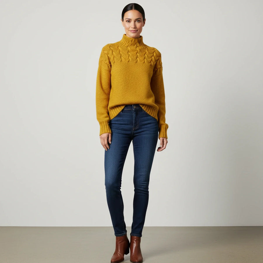 Luvrefashion | Ladies' High Neck Pullover Sweater in Brown - image 9