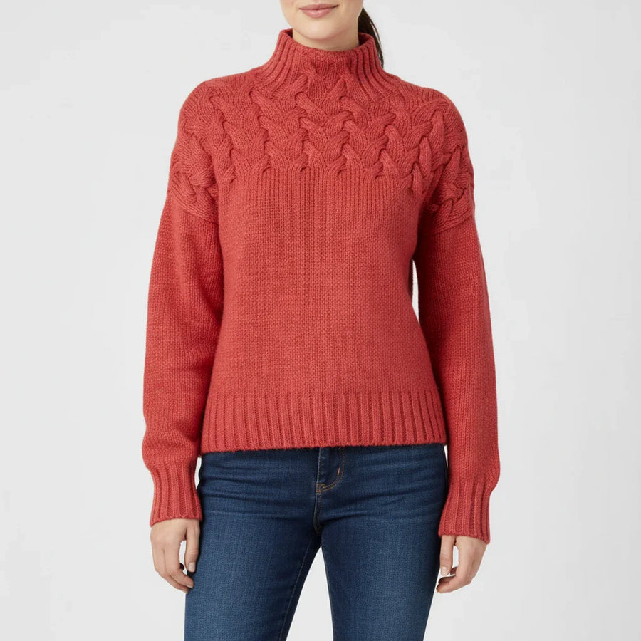 Luvrefashion | Ladies' High Neck Pullover Sweater in Brown - styled look