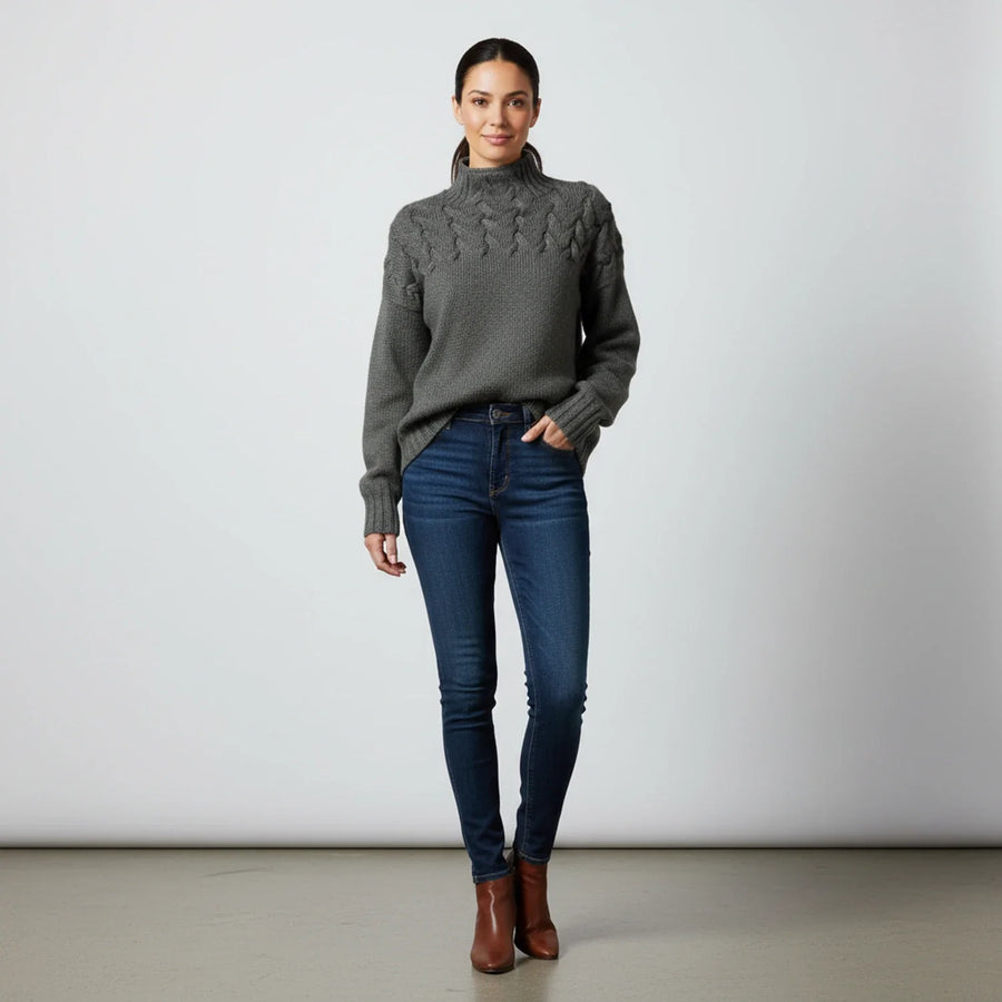 Luvrefashion | Ladies' High Neck Pullover Sweater in Brown - image 12