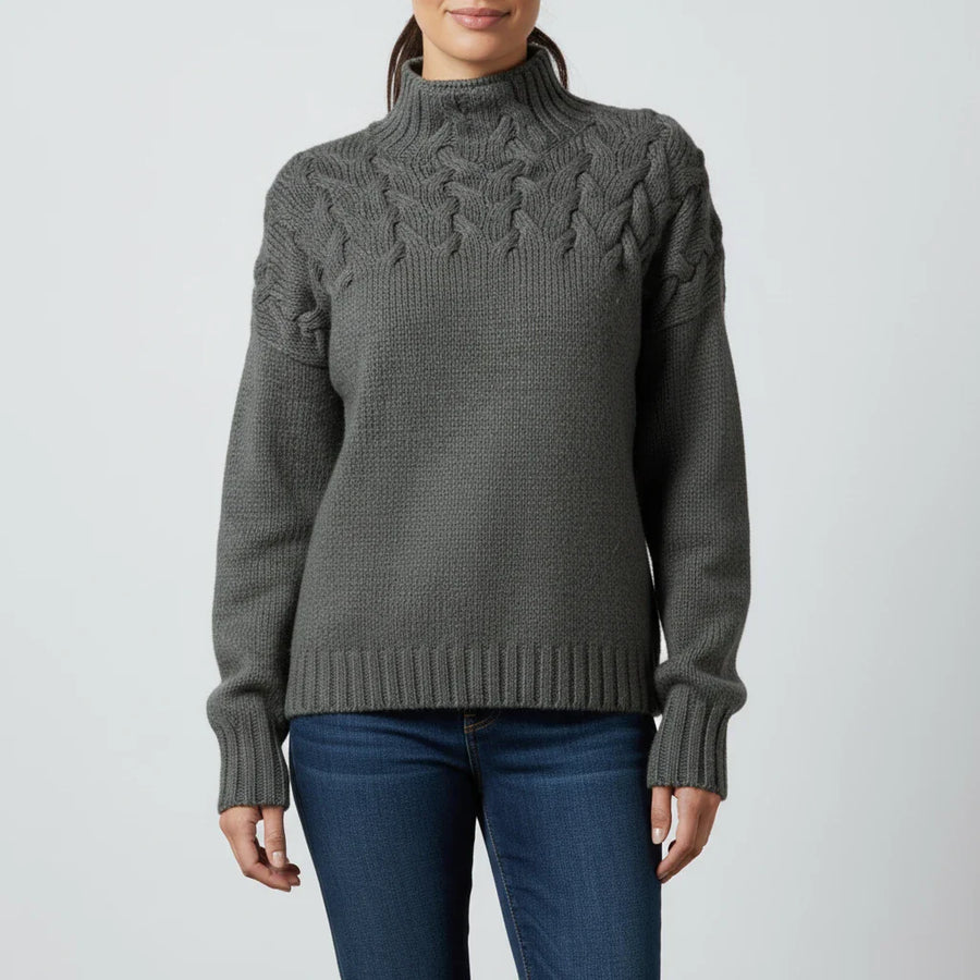 Luvrefashion | Ladies' High Neck Pullover Sweater in Brown - image 11