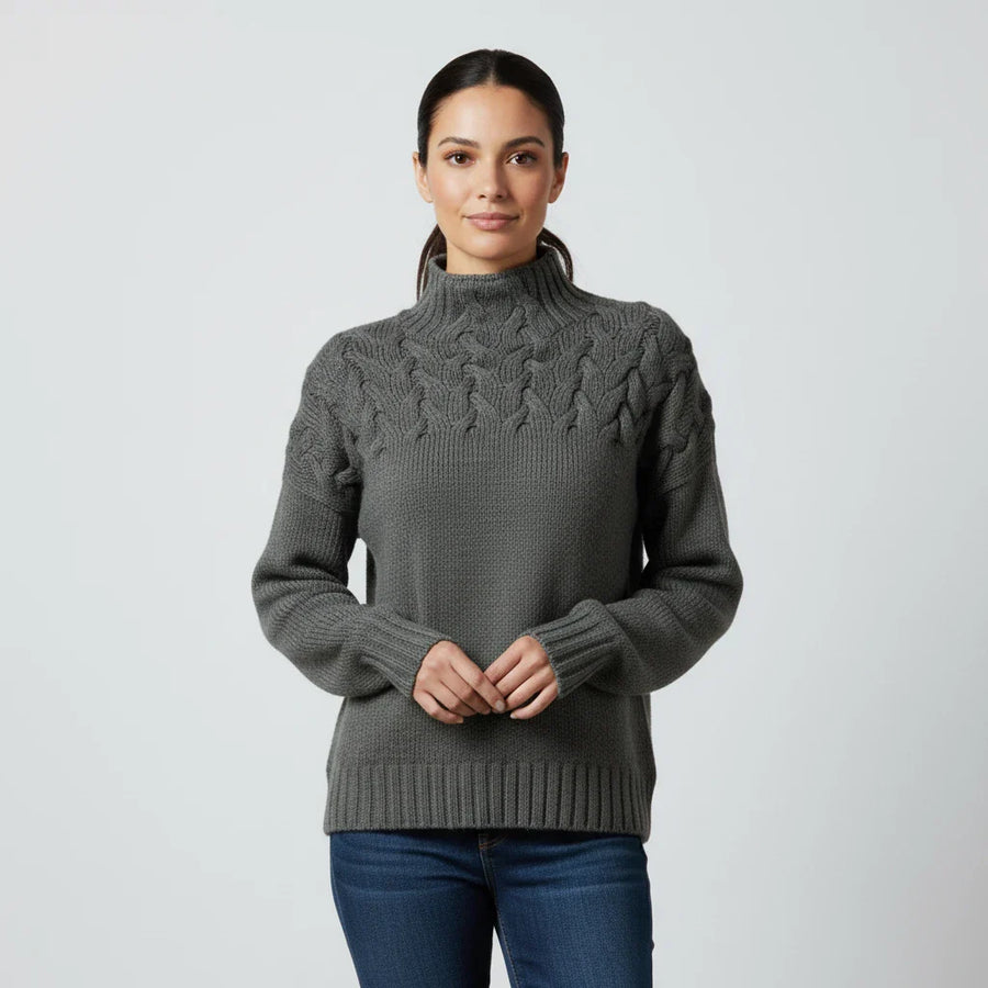 Luvrefashion | Ladies' High Neck Pullover Sweater in Brown - image 10
