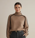 Contrast Trim Women's Turtleneck Sweater