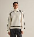 Contrast Trim Women's Turtleneck Sweater