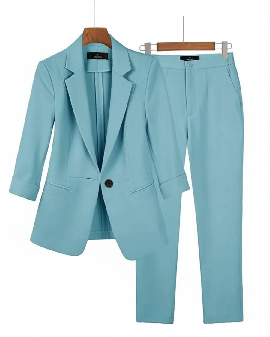 Luvrefashion | Ladies' Tailored Two Piece Suit Set in Black - side view