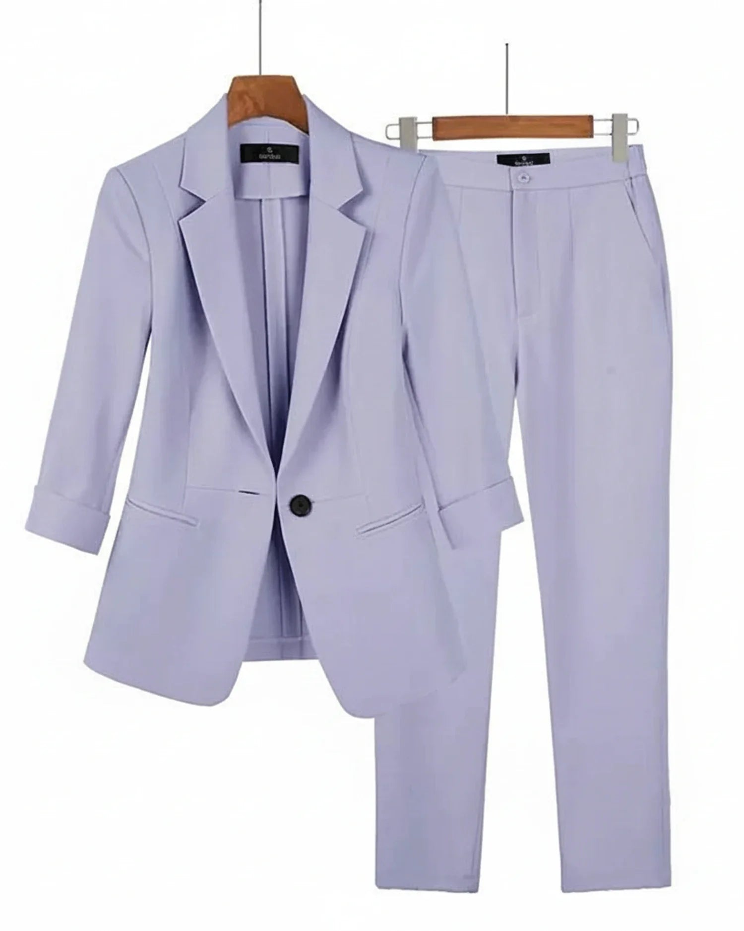 Luvrefashion | Ladies' Tailored Two Piece Suit Set in Black - detail view