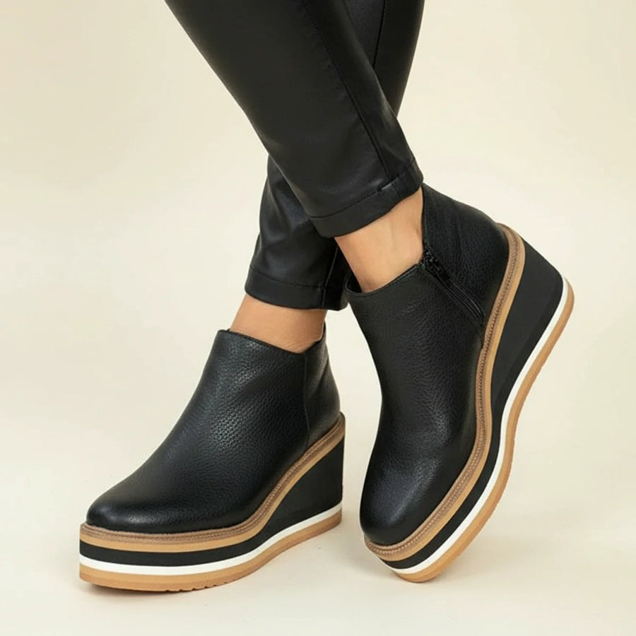 Luvrefashion | Leather Wedge Boots for in Brown - detail view