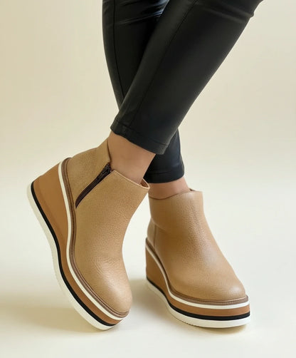 Luvrefashion | Leather Wedge Boots for in Brown - back view
